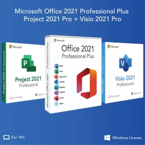 Microsoft Office 2021 Professional Plus bundle with Visio and Project - Complete productivity suite for professionals