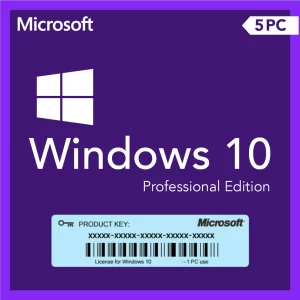 Windows 10 Pro 5PC License Key - Instant Download - Secure, Productive OS for Small Business & Power Users