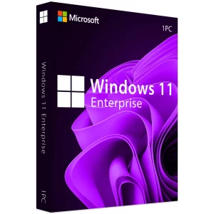 Microsoft Windows 11 Enterprise edition box art with lifetime license for 1 PC