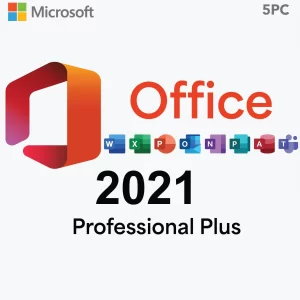 Microsoft Office 2021 Professional Plus 5PC Lifetime License - Word, Excel, PowerPoint, Outlook software bundle