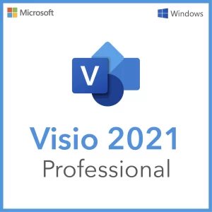 Microsoft Visio 2021 Professional software box with flowchart and network diagram screenshot