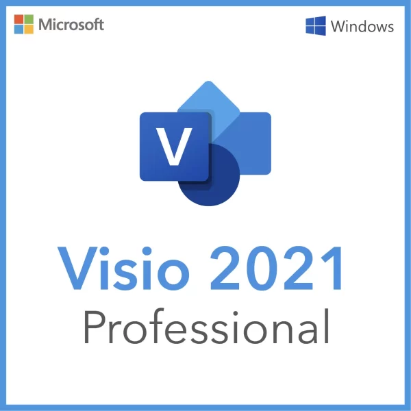 Microsoft Visio 2021 Professional software box with flowchart and network diagram screenshot